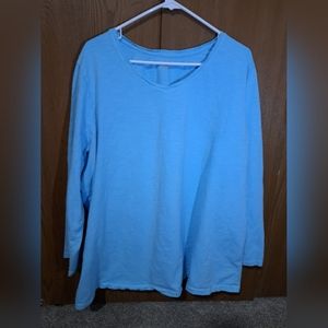 Catherine's size 2X  (22/24) long sleeved shirt. Color aqua blue